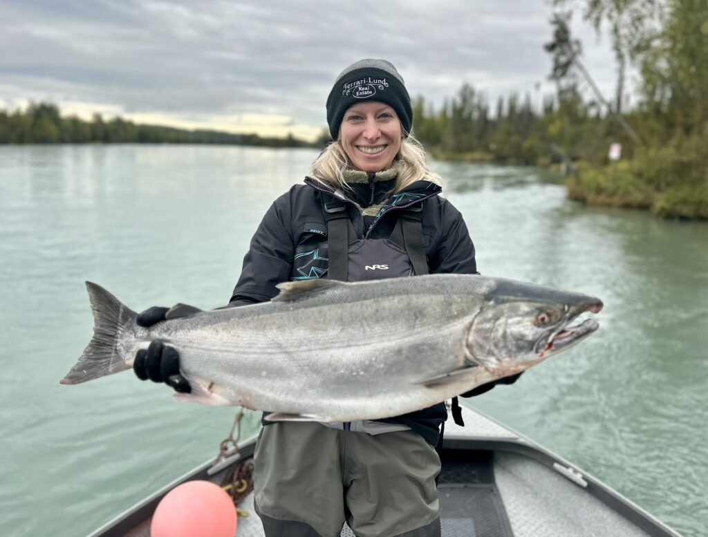 Fishing for silver salmon in the fall is a relaxing, but thrilling fishery that can see guests catching up to 13+ pond fish.